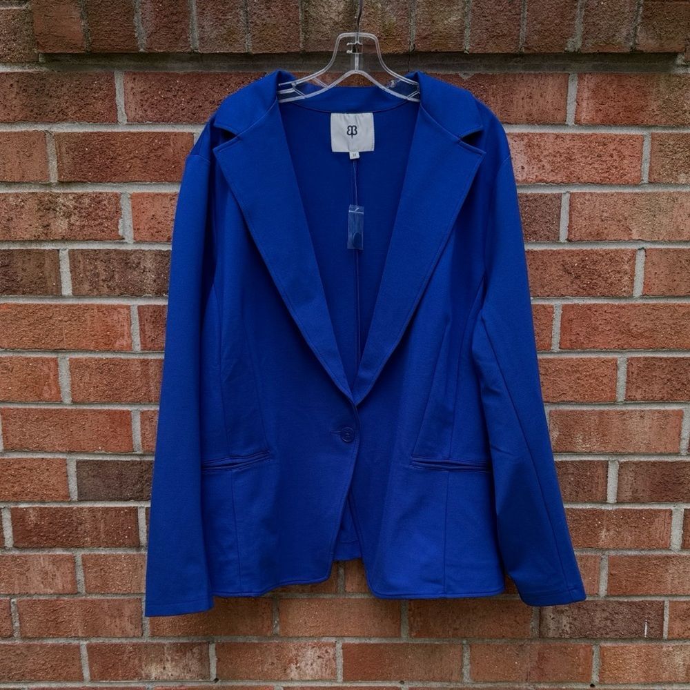 Betabrand Women's Blazer Royal Blue Ponte Knit Sz 3X